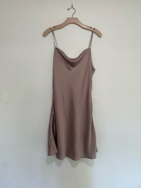 Abercrombie Mauve Satin Slip Dress with Cowl Neck